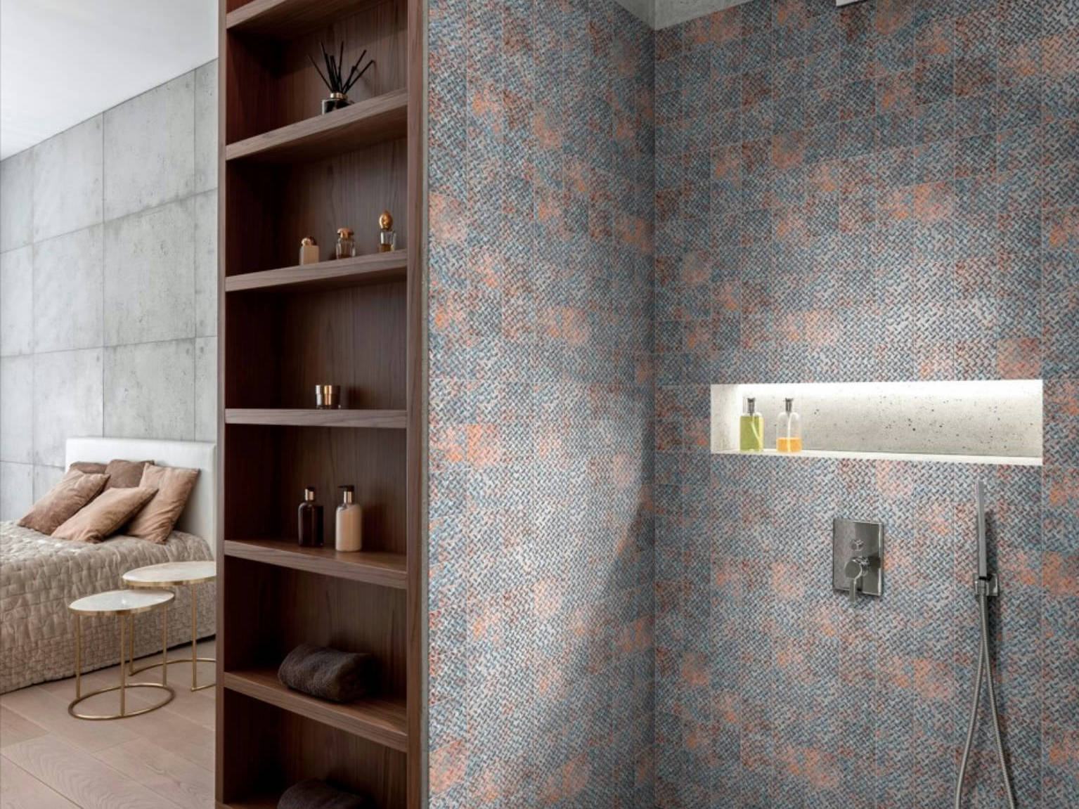 4x4 Rust Industrial Relief Pattern Glazed Ceramic Mosaic | Macar's Interiors