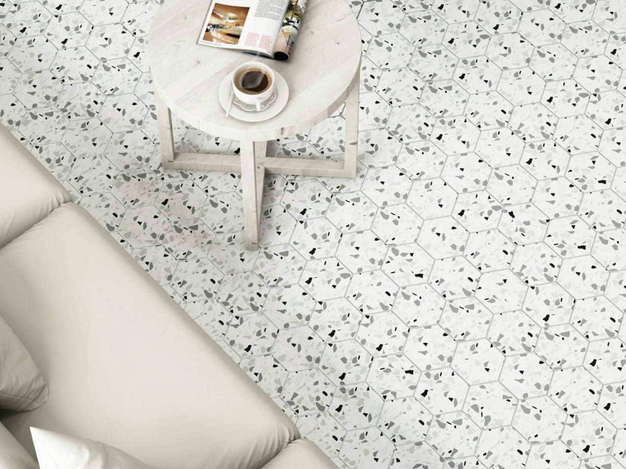 Altea 5.5X6.3” White Hexagon | Macar's Interiors