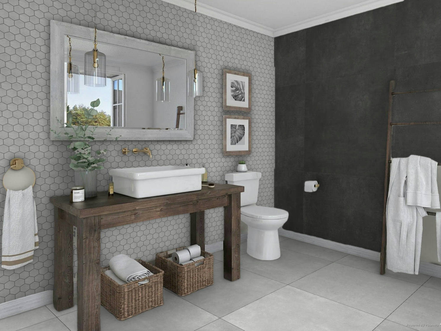 Ashland Grey 36x36 and 3x3 Mosaic | Macar's Interiors