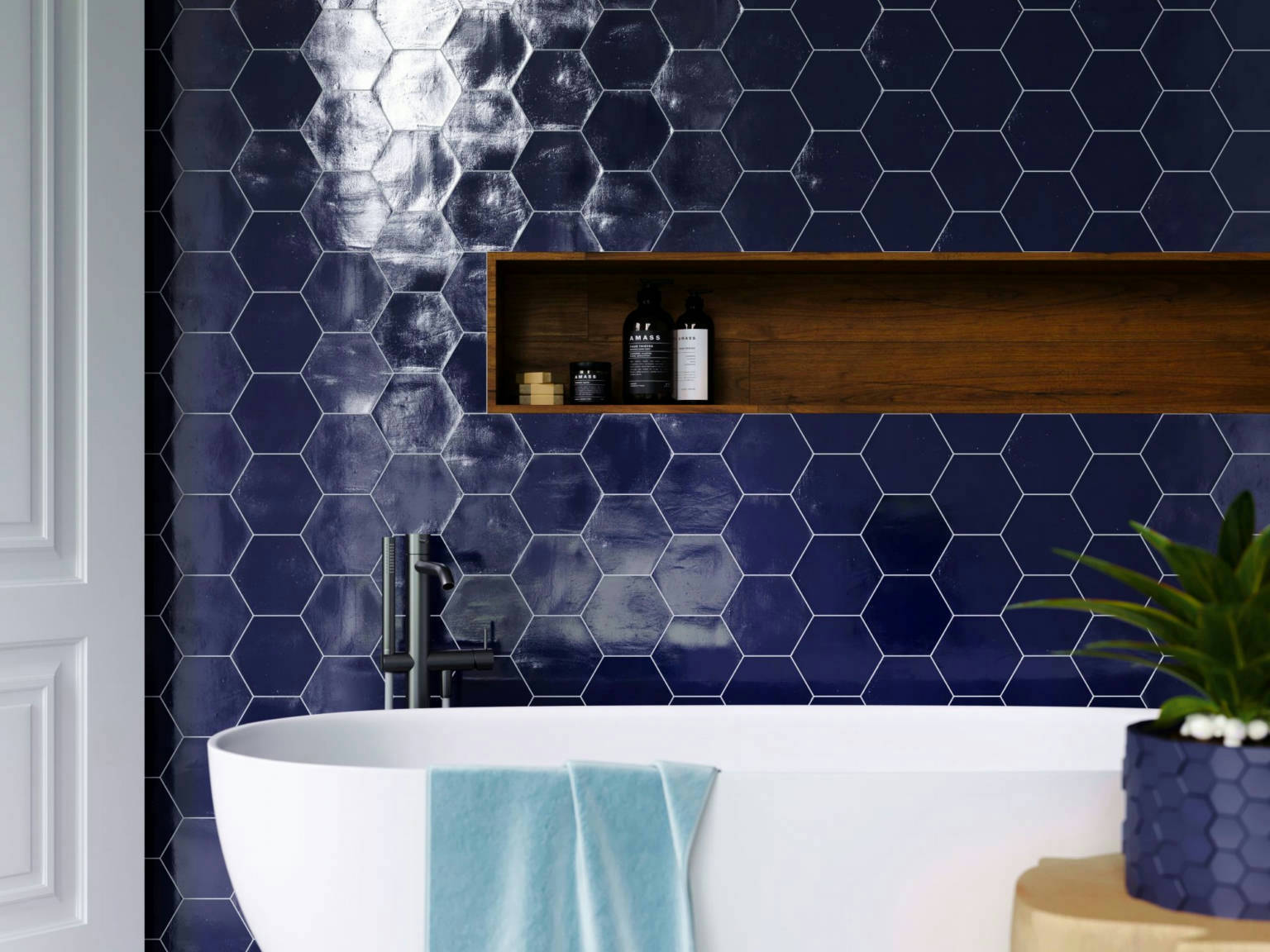 Ronda 5.5X6.3” Cobalt Hexagon | Macar's Interiors