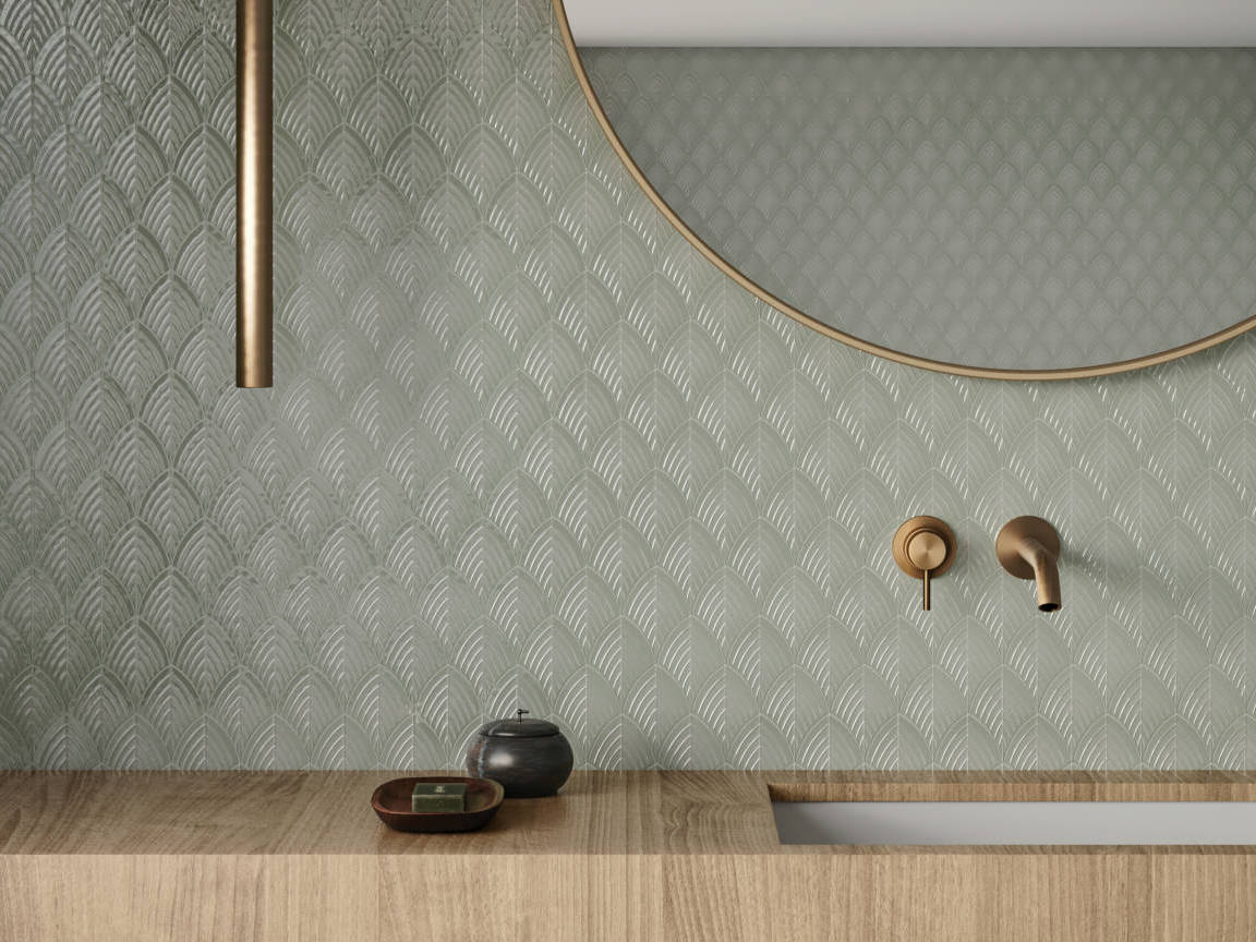 Traditions Soft Sage Glossy Scallop Mosaic 2 | Macar's Interiors