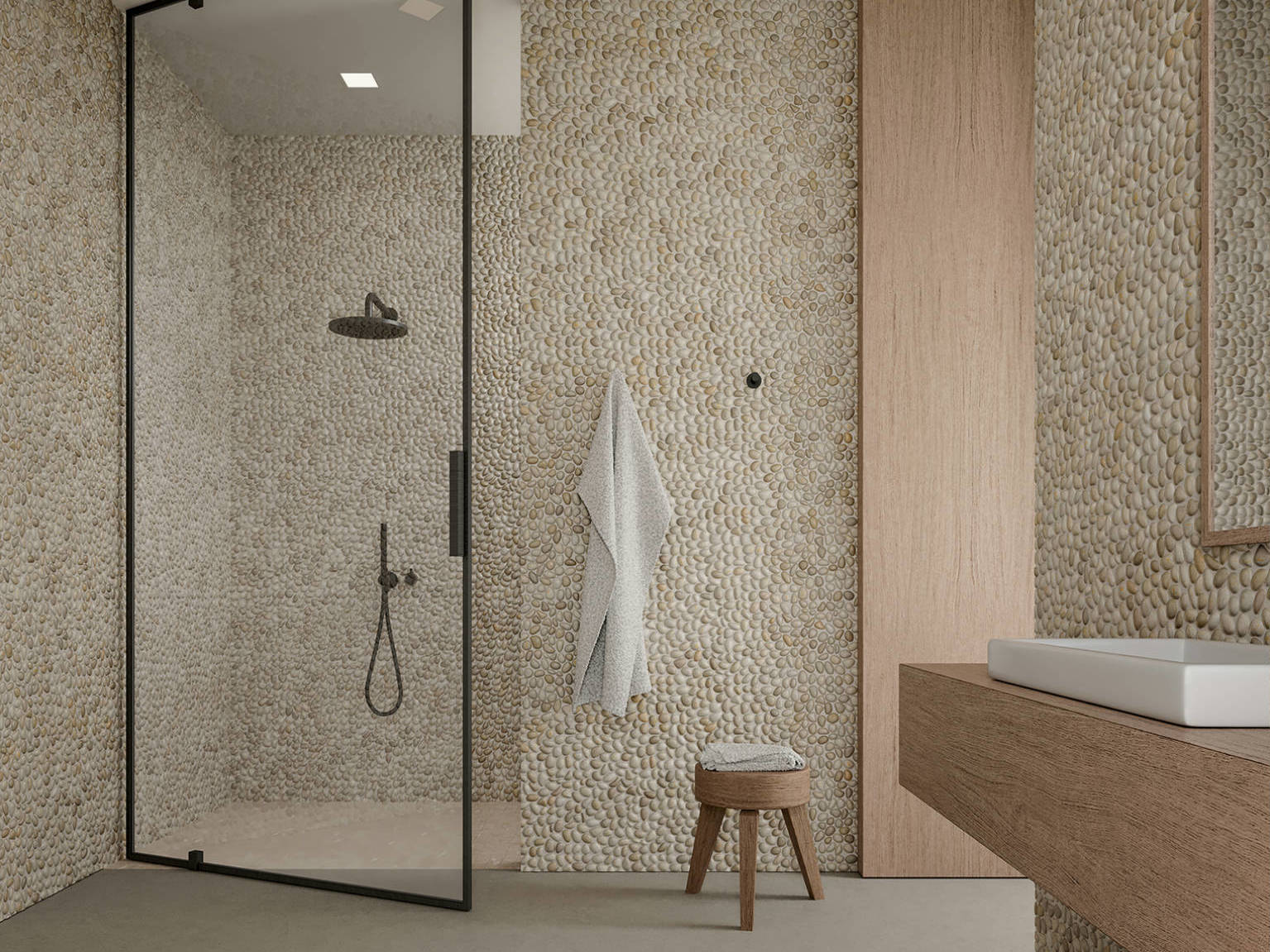 Zen Fiji Cream Natural Pebble Matte Mosaic | Macar's Interiors