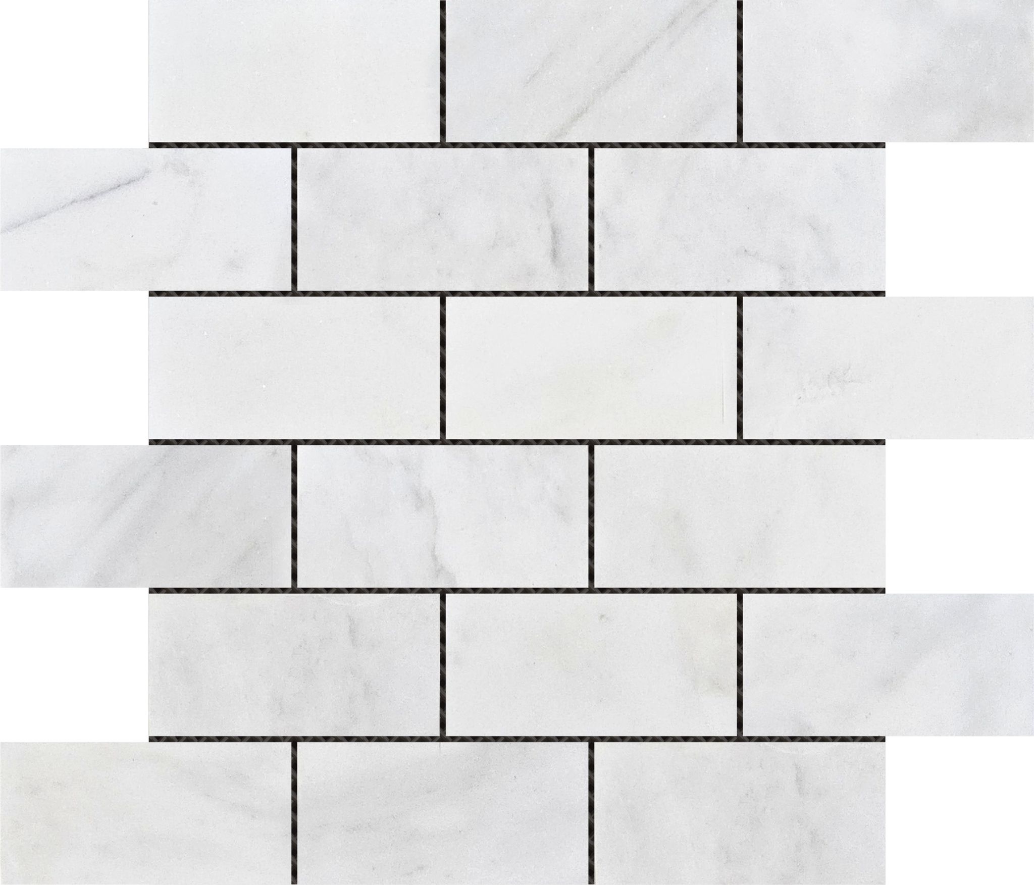 2"x4" Brick Pattern White Grey Marble | Macar's Interiors