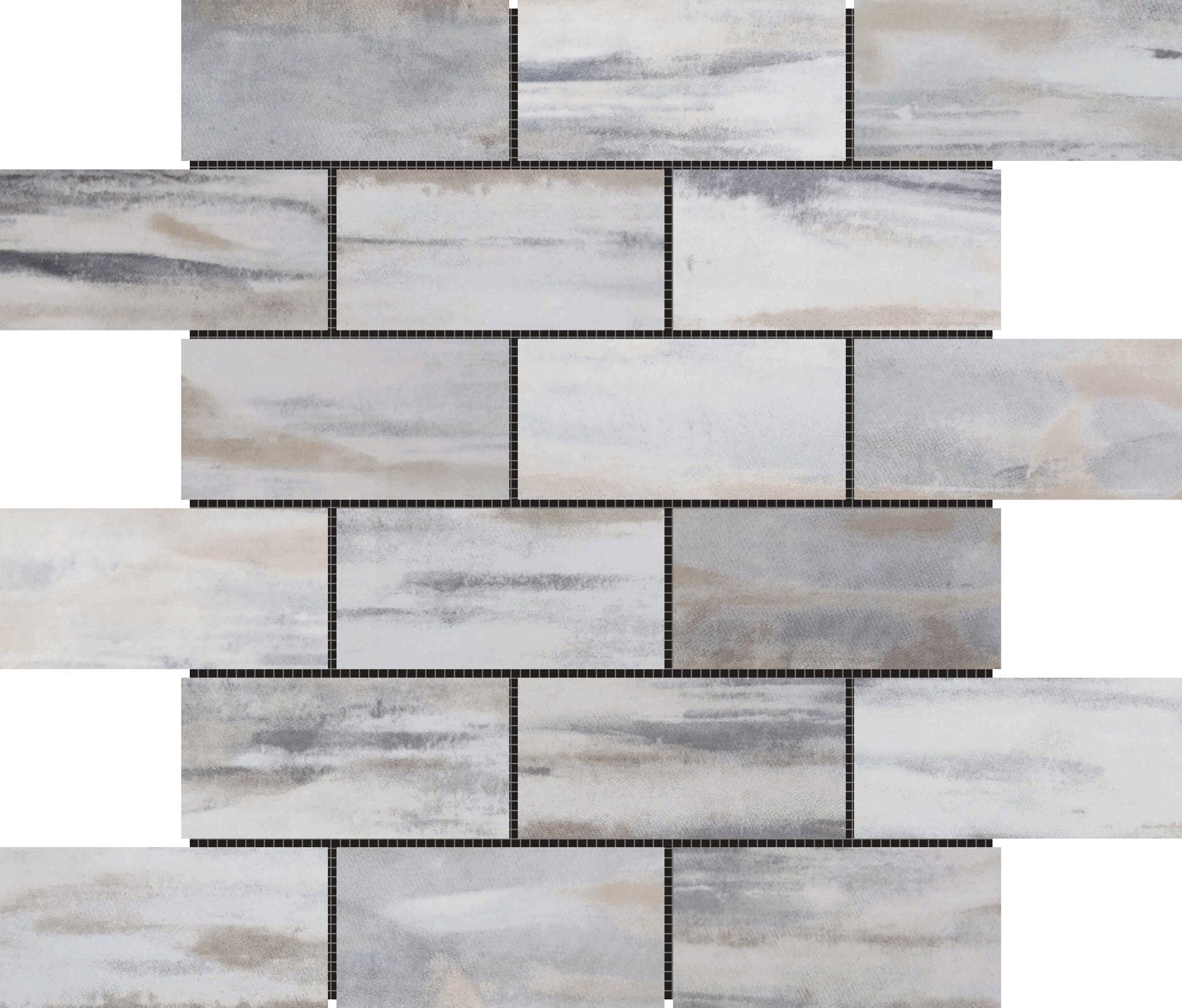 2"x4" Glazed Ceramic Grey Beige Mix Rough Surface Mosaic | Macar's Interiors
