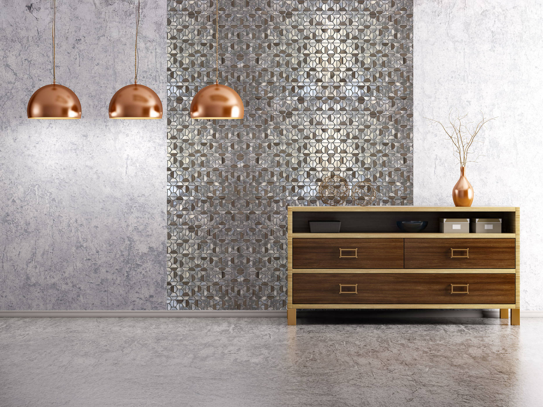 Aluminum & Marble Semi Circle Silver Brown 2 | Macar's Interiors