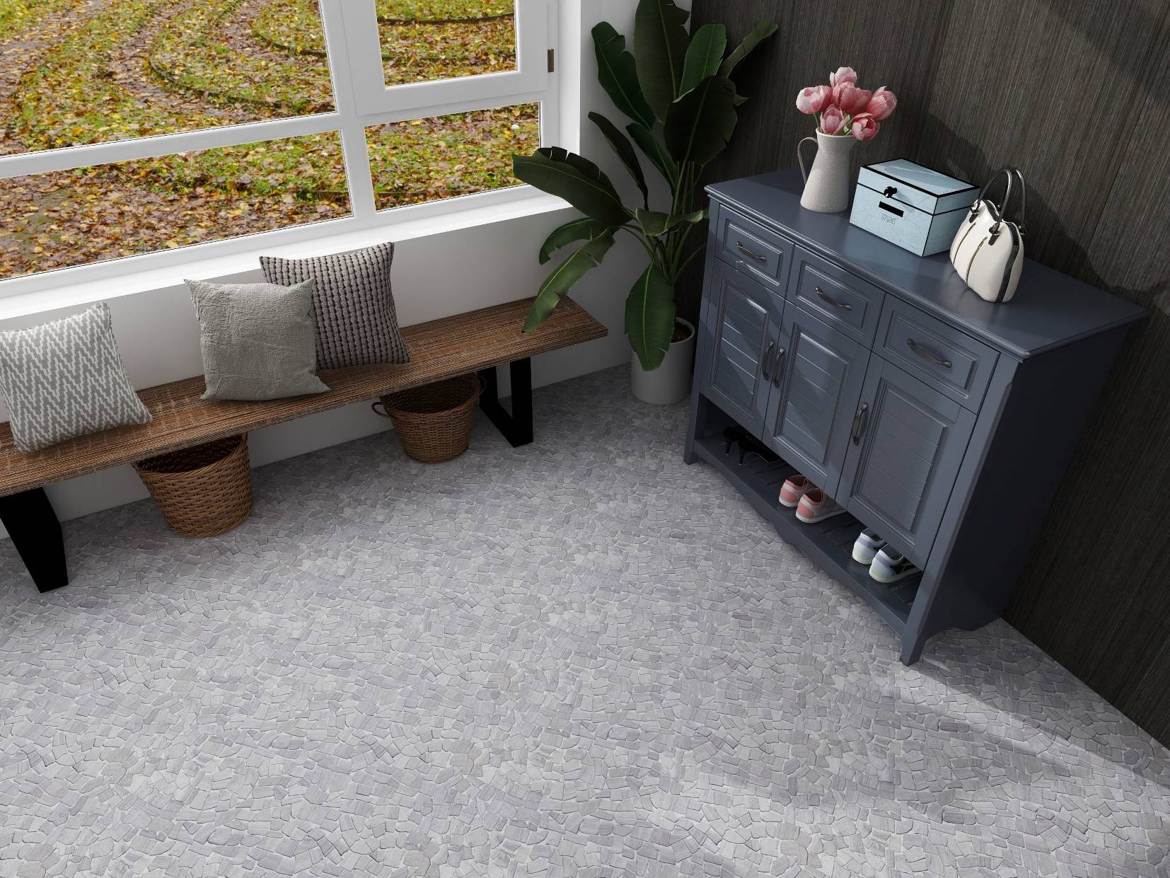 Beige Limestone Matte Mini Opus Interlocking  | Macar's Interiors