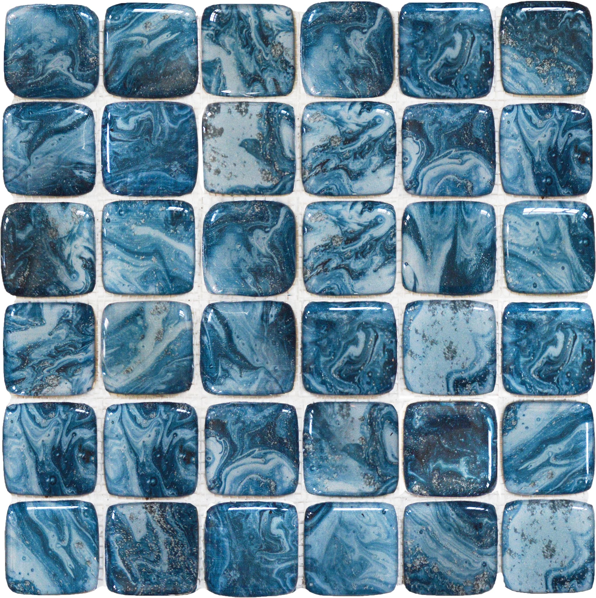 Glass Square Blue Marble Pattern Mix Mosaic | Macar's Interiors