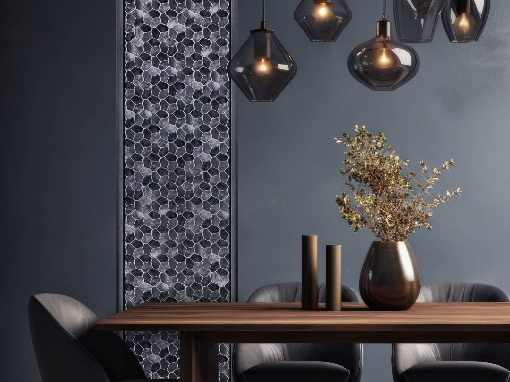 Hexagon Aluminum Mix Grey Mosaic  | Macar's Interiors