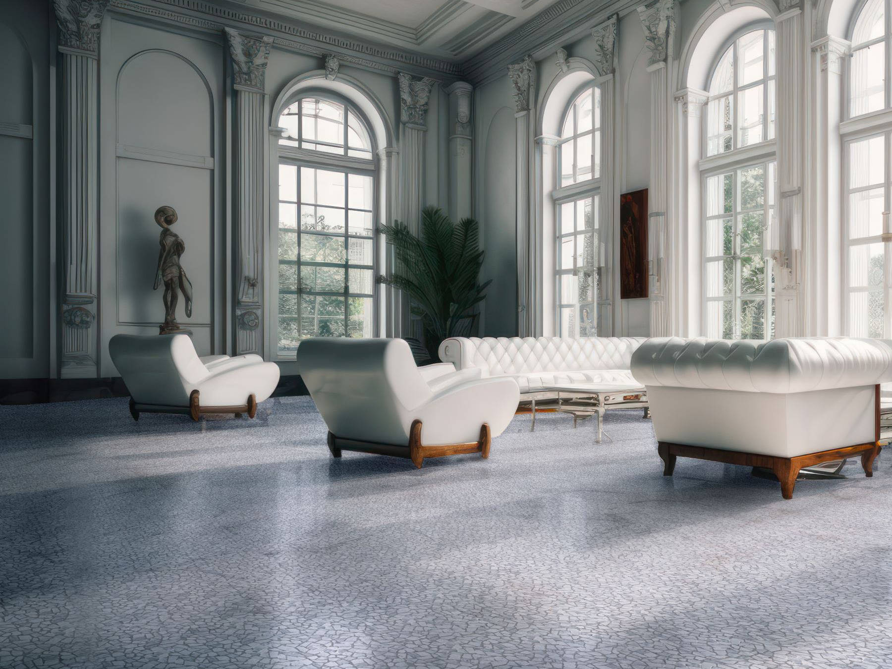 Mini Opus Matte White Grey Marble Stone Interlocking 2 | Macar's Interiors