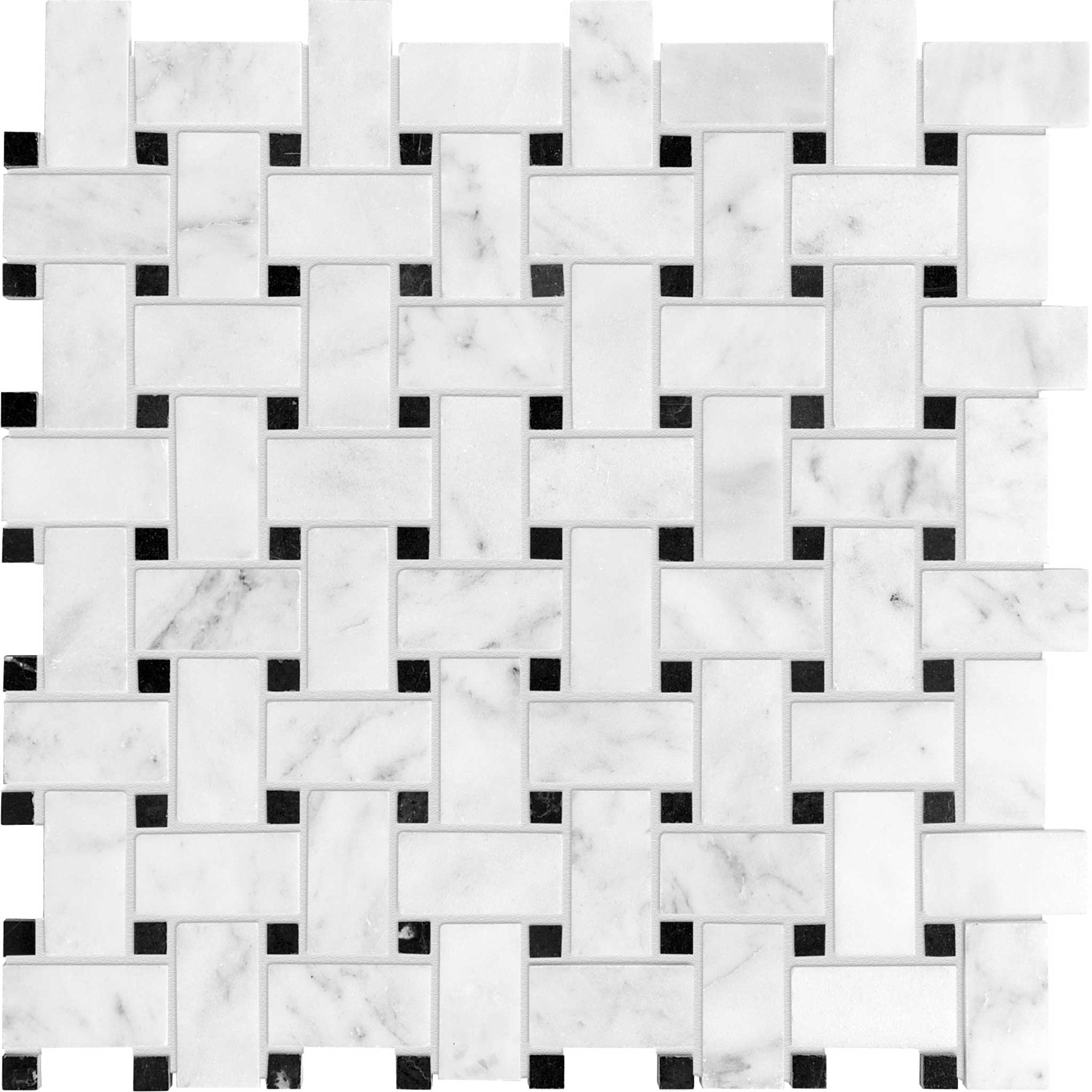 Bianco Venatino Basketweave Polished Mosaic | Macar's Interiors