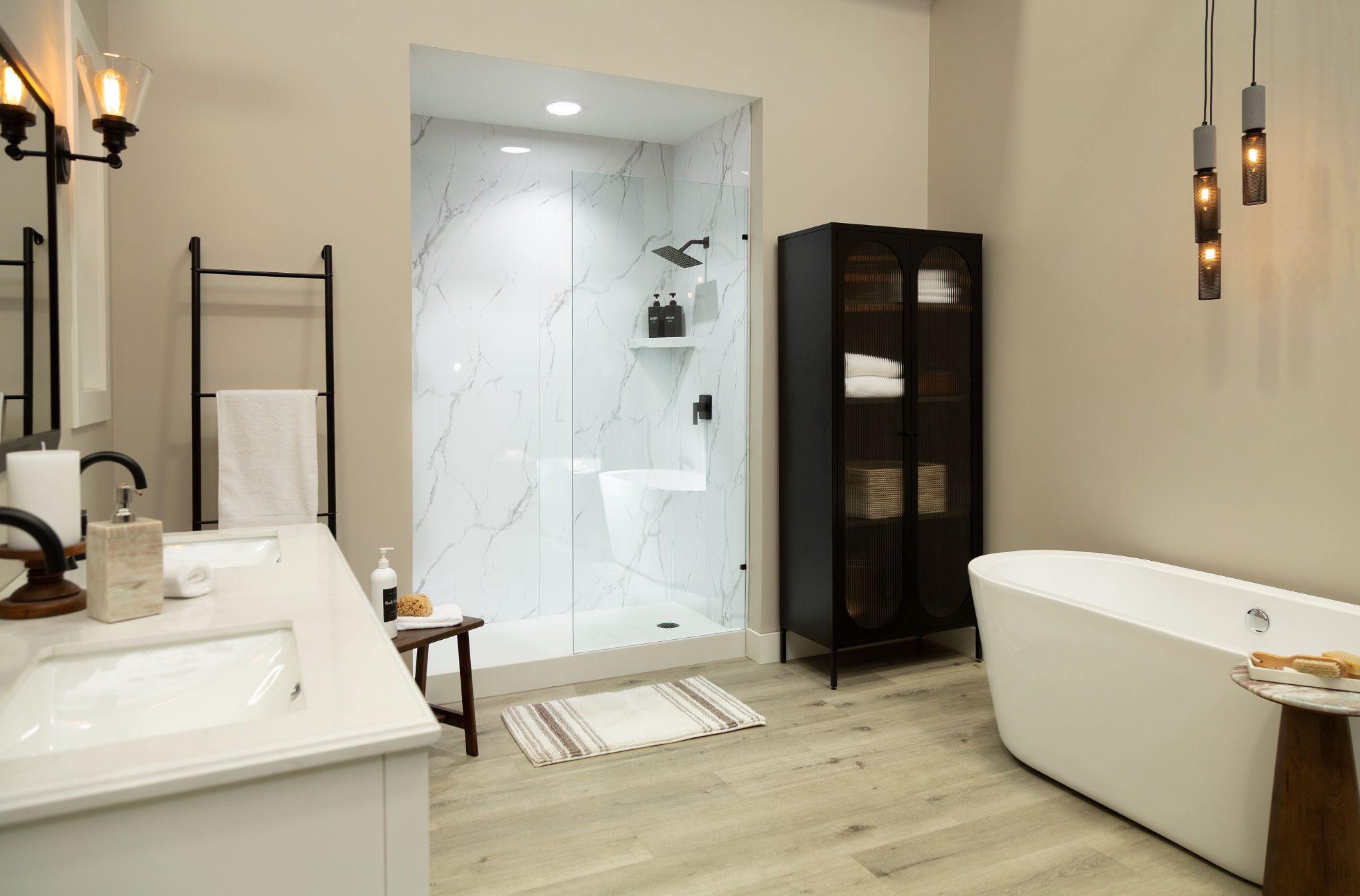 Carrara Marble Gloss Shower Wall Kit 32x60x94 | Macar's Interiors