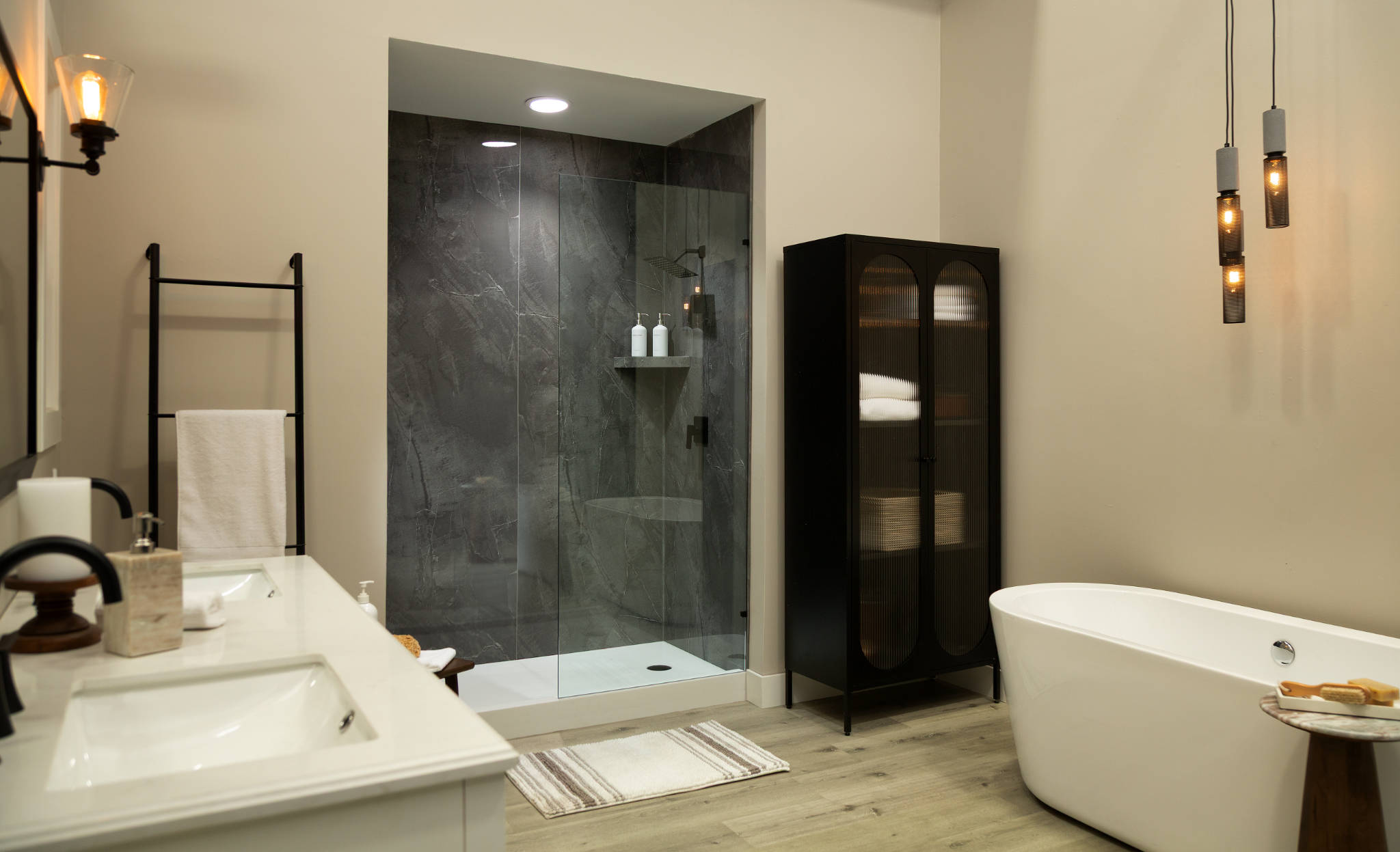 Cracked Slate Gloss Shower Wall Kit 30x60x94 | Macar's Interiors